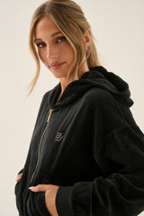 AJ Velour Hoodie Noir