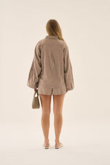 AJ Stripe Short Chocolate