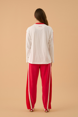 Velour Splice Trackpant Tango Red