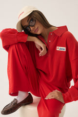 Tiva Waffle Sweatshirt Apple Red