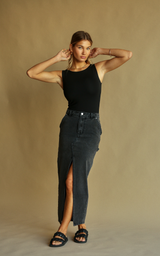 Good Days Denim Skirt Vintage Grey