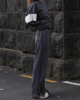 Snap Hem Trackpant Washed Black