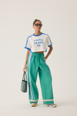 La Mer Stripe Pant Jade Green