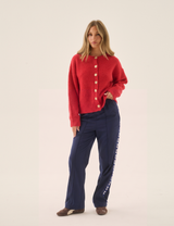 Aimes Shell Cardigan Deep Coral