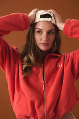 Sherpa Zip Through Jacket Red Alert