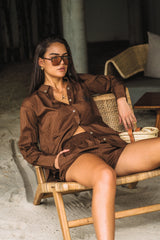 AJJA Stripe Short Mocha