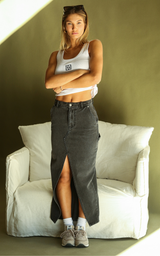 Good Days Denim Skirt Vintage Grey