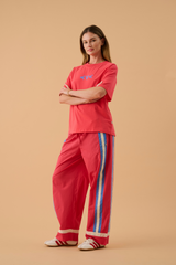 La Mer Stripe Pant Lobster Red