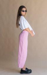 Utility Split Denim Skirt Acid-Wash Peony