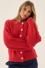 Aimes Shell Cardigan Deep Coral