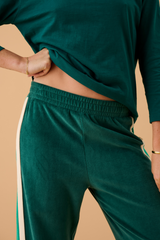 Velour Splice Trackpant Storm Green