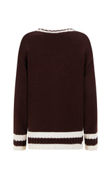 AJ V Neck Knit Sweater Chicory Coffee