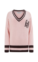 AJ V Neck Knit Sweater Dusty Rose