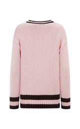 AJ V Neck Knit Sweater Dusty Rose