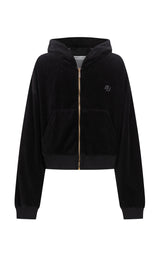 AJ Velour Hoodie Noir