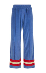 Velour Stripe Trackpant Cerulean Blue