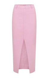 Utility Split Denim Skirt Acid-Wash Peony