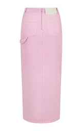 Utility Split Denim Skirt Acid-Wash Peony
