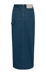 Utility Split Denim Skirt Dark Blue
