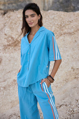 AJ Retro Stripe Shirt Sea Blue
