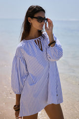 AJ Stripe Dress Sky Blue