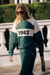 1982 Contrast Knit Sweater Forest