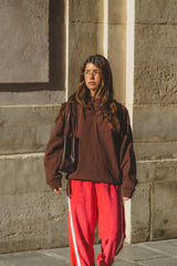 Velour Splice Trackpant Tango Red