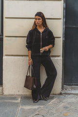 AJ Velour Hoodie Noir
