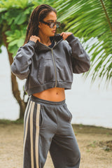 Zip Hoodie Washed Black