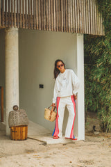 Stripe Sports Sheen Pant Snow