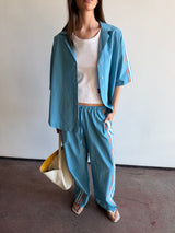 AJ Retro Stripe Shirt Sea Blue