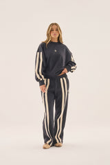 AJ Logo Stripe Trackpant Washed Black