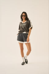 James College Waffle Tee Washed Black