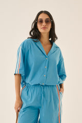 AJ Retro Stripe Shirt Sea Blue