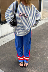 AMJ Waffle Long Sleeve Top Dark Navy