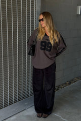 Chilli 99 Waffle Top Washed Black