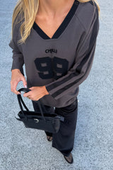 Chilli 99 Waffle Top Washed Black