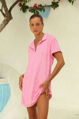 Terry Diamond Polo Dress Candy Pink