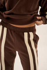 AJ Logo Stripe Trackpant Chicory Coffee