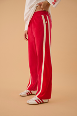 Velour Splice Trackpant Tango Red