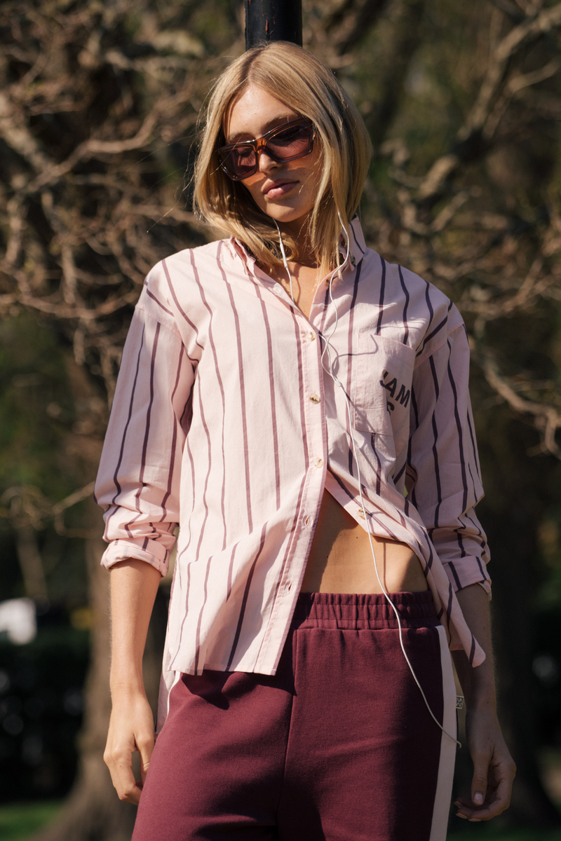 Alpine Cotton Stripe Shirt Light Blush