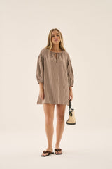 AJ Stripe Dress Chocolate