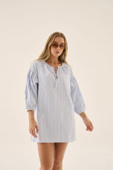 AJ Stripe Dress Sky Blue