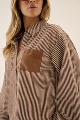 AJ Stripe Shirt Choc Stripe