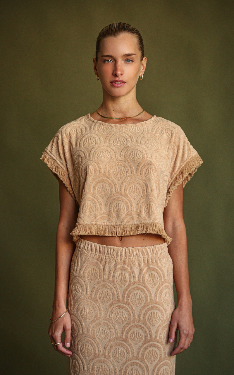 Marrakesh Tile Terry Top Macadamia