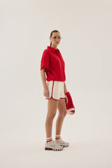 AJ Waffle Short Sleeve Sweatshirt Poppy Red