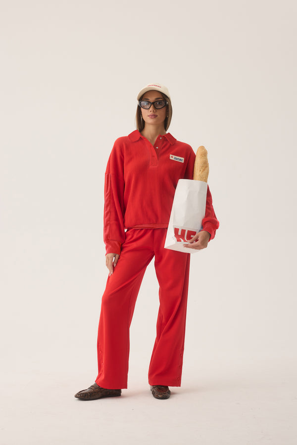 Tiva Waffle Sweatshirt Apple Red