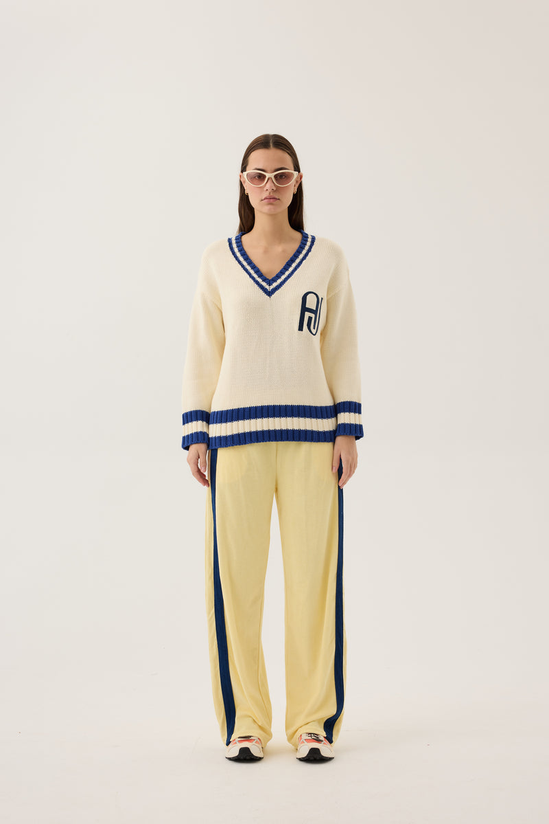 AJ V-Neck Knit Sweater Coconut