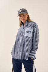 AJJA Shirt Navy Blue Stripe