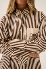 AJJA Pocket Shirt Chocolate Stripe